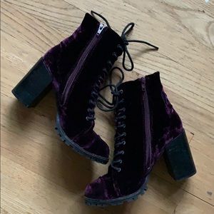 COPY - Deep purple velvet combat boots